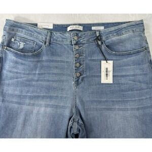 Judy Blue Jeans Womens‎ Plus 24W Blue Denim Button Fly Stretch Skinny Fit NWT